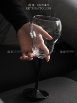Niche black tall cup high-end glass wine glass champagne glass drink glass cocktail glass transparent red wine glass
