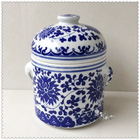Jingdezhen porcelain antiquated blue and white twined lotus double cover stew cup ginseng pot sugar pot pot cover pot soup stew pot