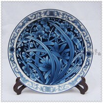 Value recommended Jingdezhen ceramic antique blue and white porcelain decorative seat seat plate Meilan Shuangjun ornaments