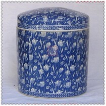 Value recommended Jingdezhen ceramic antique blue and white straight tube thick storage tank tea pot tea cake jar special price