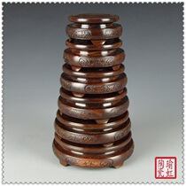 Value round black red sandalwood mahogany ceramic vase basin turtle fish bowl wine altar display base shelf stand