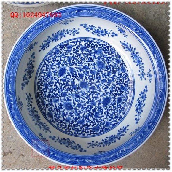 Superworth recommended Jingdezhen ceramic ware imitation ancient green flower tangled branch grain fish tank water shallow art bowl fish basin