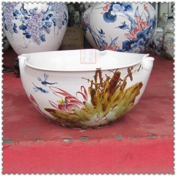 Supervalues Recommended Jingdezhen Ceramic instrumental Handpainted kilns Kiln Changing Art Fish Tank Bowls Ho Pond Autumn Rhymes for a special price
