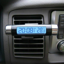 Transparent LCD display thermometer car car electronic clock air outlet type with clip electronic watch supplies