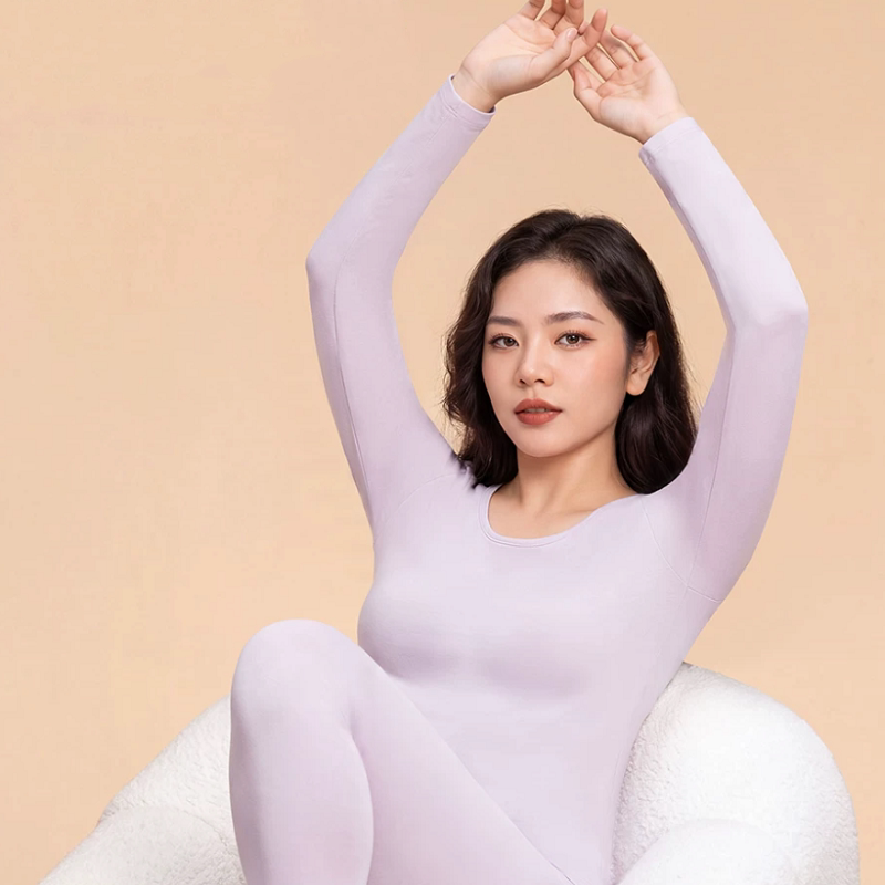 微内薇保暖发热内衣套装女大码2026秋冬新款10A抑菌上衣打底秋裤 套码实拍商品图