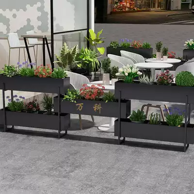 Large multi-layer flower rack combination iron flower box rectangular cafe outdoor partition dining room flower bed square flower slot