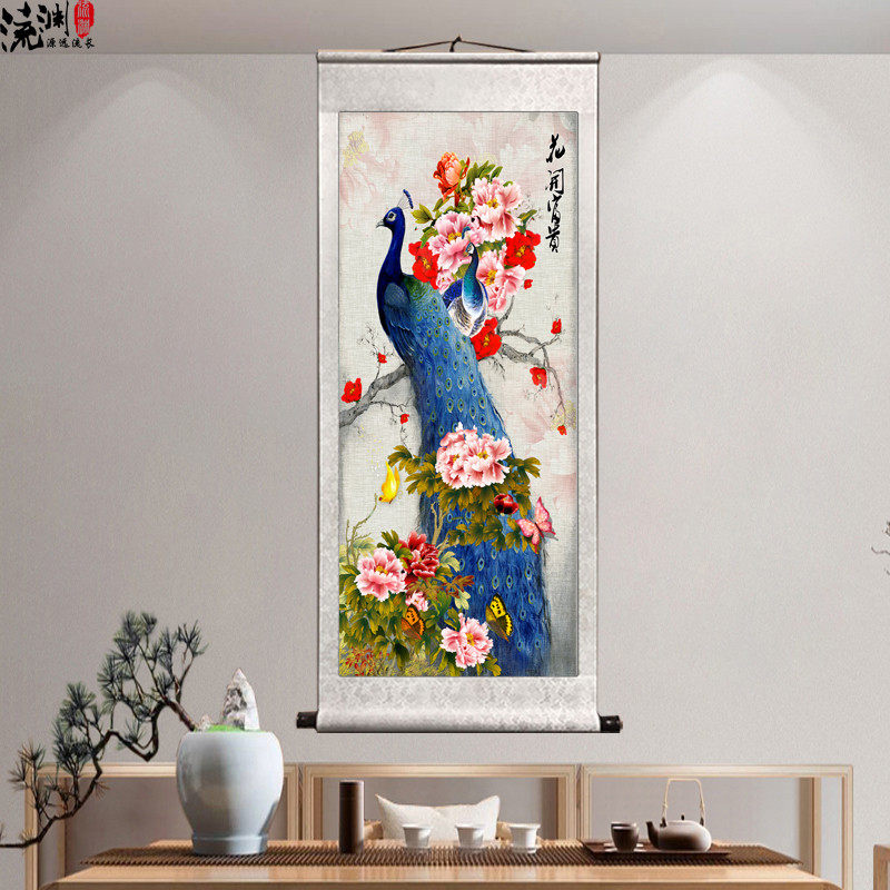 Flowers bloom rich and noble hanging paintings rich and honor auspicious decorative paintings corridor porch hanging paintings study living room bedroom scroll hanging paintings