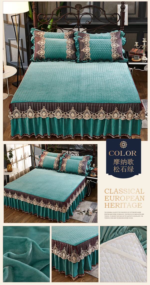 Áo nhung ấm pha lê châu Âu cộng với váy cotton đơn mảnh nhung dày trải giường đặt bộ nệm chống trượt nệm 1,8m giường - Váy Petti giường váy