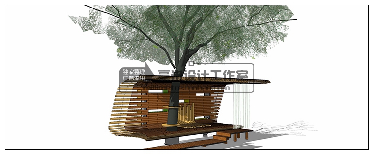 T73 现代廊架SU模型新亚洲新中式花架欧式风雨连廊sketchup景...-29