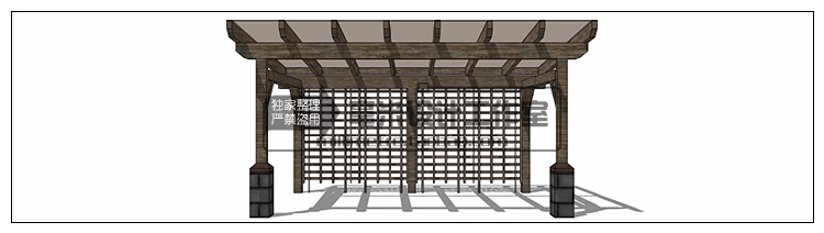 T73 现代廊架SU模型新亚洲新中式花架欧式风雨连廊sketchup景...-35