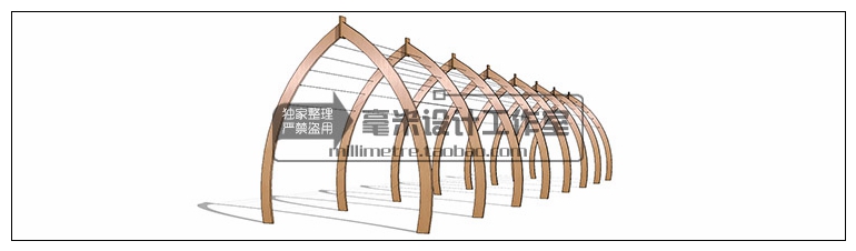 T73 现代廊架SU模型新亚洲新中式花架欧式风雨连廊sketchup景...-64