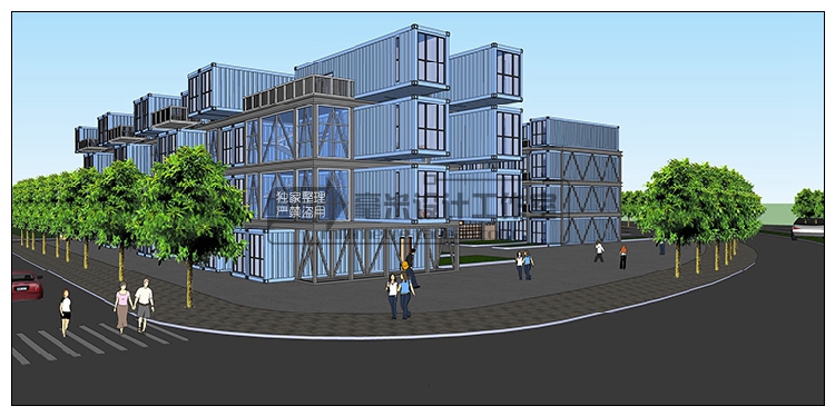 T76 集装箱建筑SU模型改造餐厅咖啡别墅景观工业装配sketchup...-21