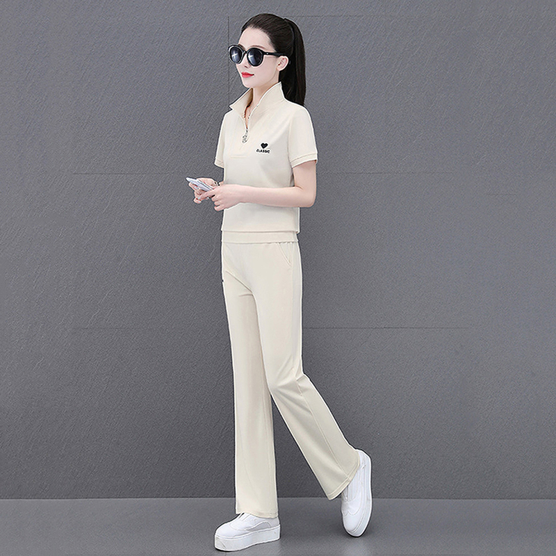 Ice Silk Casual Suit for Women 2026 Summer New Thin Short-Sleeved Slimming Fashionable Running Sportswear Two-Piece Set Trendy Ice Silk Casual Suit for Women 2026 Summer New Thin Short-Sleeved Slimming Fashionable Running Sportswear Two-Piece Set Trendy