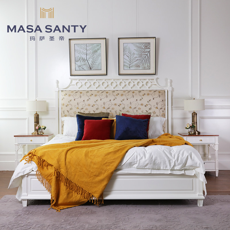 High-end modern American light luxury solid wood soft bag double bed 1 51 8 m wedding bed designer Jane about bedroom furniture