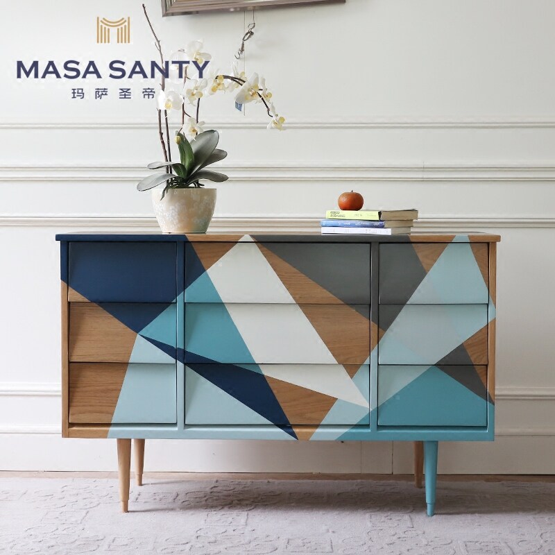 Minimalist modern TV cabinet European-style creative fighting cabinet Geometric Graphic Dining Cabinet Bedroom Light Lavish Lockers Custom