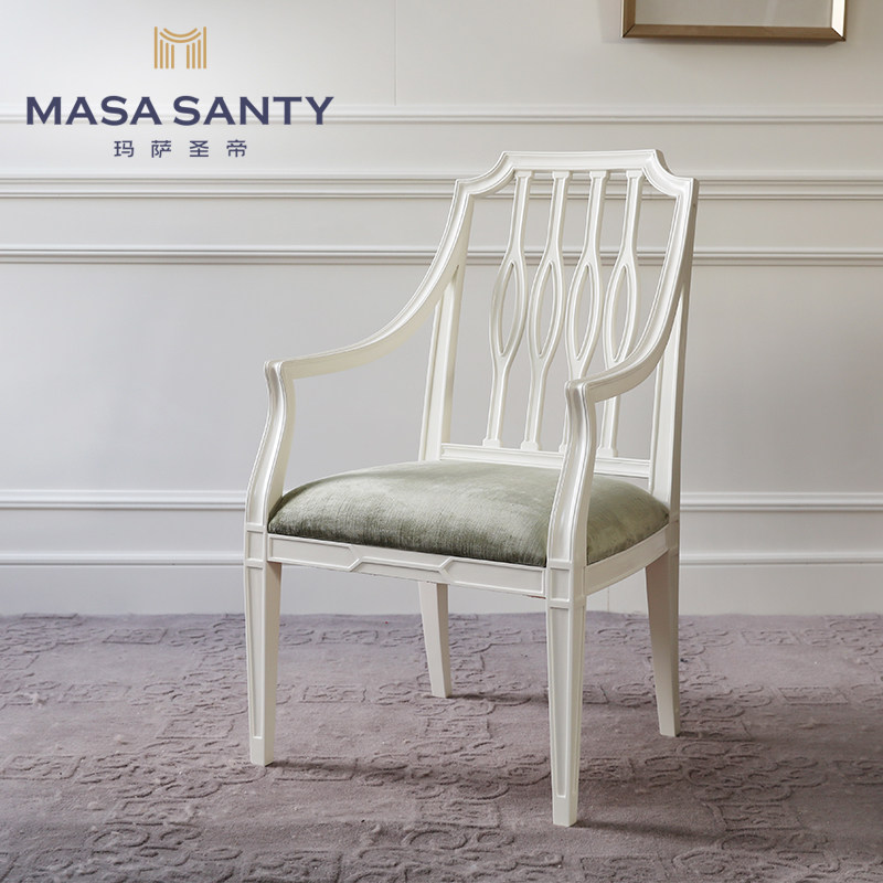 Minimalist modern single sofa Living room Solid Wood Cloth Art Small American Dining Chair With Armchair Bookchair Computer Chair