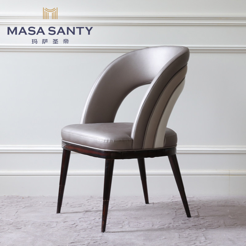 Modern little American light extravagant dining chair dining room solid wood-like board room casual chair book room chair leather art customizable furniture