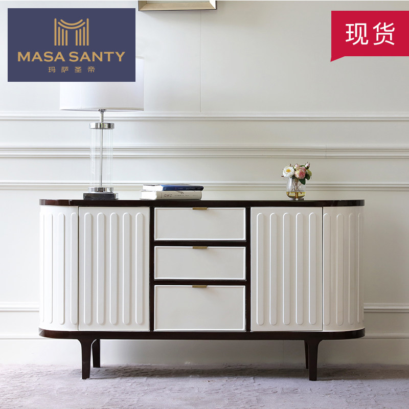 Minimalist modern small American white TV cabinet Oval dining cabinet Bedroom Living Room Dining Room Dining Room Dining Room Dining Room Furniture