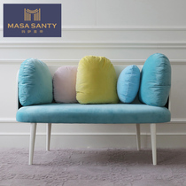 Nordic blue pebble double sofa multiplayer sofa living room furniture designer simple modern custom