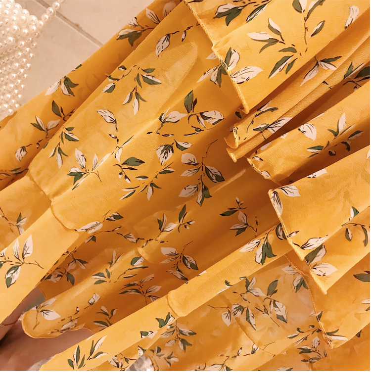 VK旗艦店 韓國風名媛荷葉袖小碎花顯瘦雪紡短袖洋裝