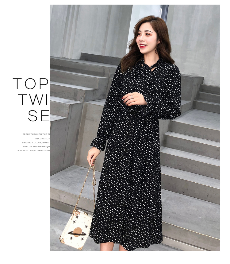 VK旗艦店 韓國風名媛收腰顯瘦開叉裙碎花長袖洋裝