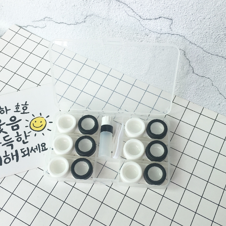 新六副装磨砂彩色双联盒透明隐形近视眼镜盒伴侣盒护理收纳盒包邮