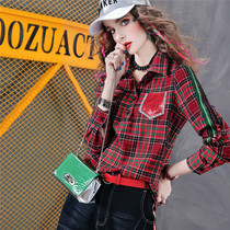 European Station 2022 Autumn Winter New Plaid Shirt Design Sensual Fleece Shirt Tops European Bottoming Shirt Trend G650