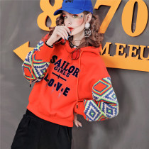 Ogo hooded sweater design new 2022 winter blasting sweater loose and velvet top K076