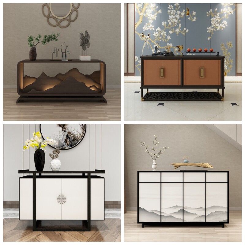 New Chinese style entry porch cabinet home corridor shoe cabinet modern minimalist hall end view decorative cabinet solid wood partition cabinet