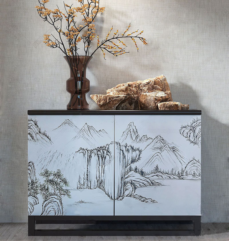 New Chinese style solid wood porch cabinet ink painter uses household partition cabinet shoe cabinet dining room art decoration cabinet dining cabinet