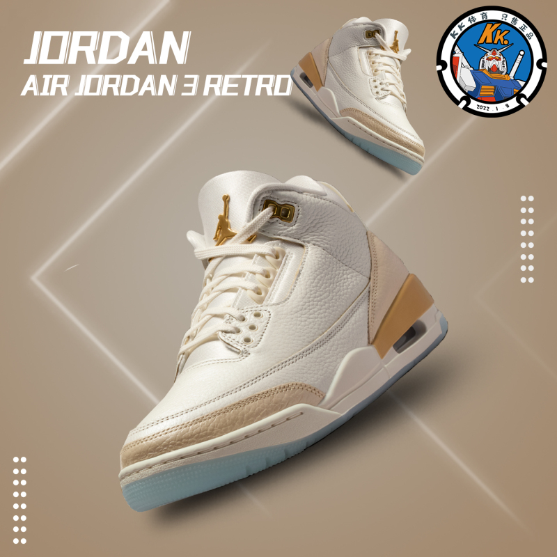 Air Jordan 3 Retro Comfortable and Versatile Mid-Top Retro Basketball Shoes for Men and Women Ib2255-100