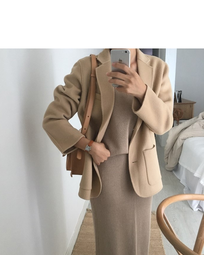 Áo hai dây cashmere nữ nhỏ phù hợp với áo khoác len lạc đà áo khoác len 2018 thu đông mới - Accentuated eo áo áo dạ nữ