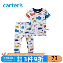  carters Boys and childrens suit Home wear short-sleeved trousers two-piece Western style baby sports suit