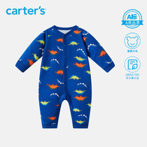 carters autumn childrens pure cotton one-piece dinosaur pattern baby long-sleeved climbing clothes boys harem bag fart clothes