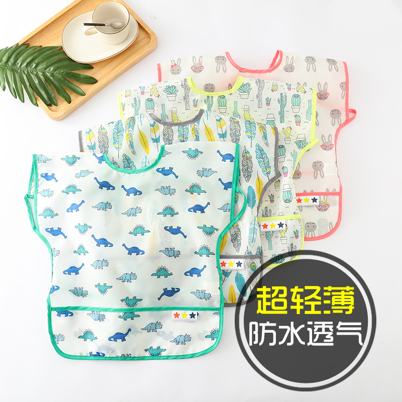 Spring and summer baby short sleeveless breathless waterproof baby baby round mouth around baby peddle food dress painting
