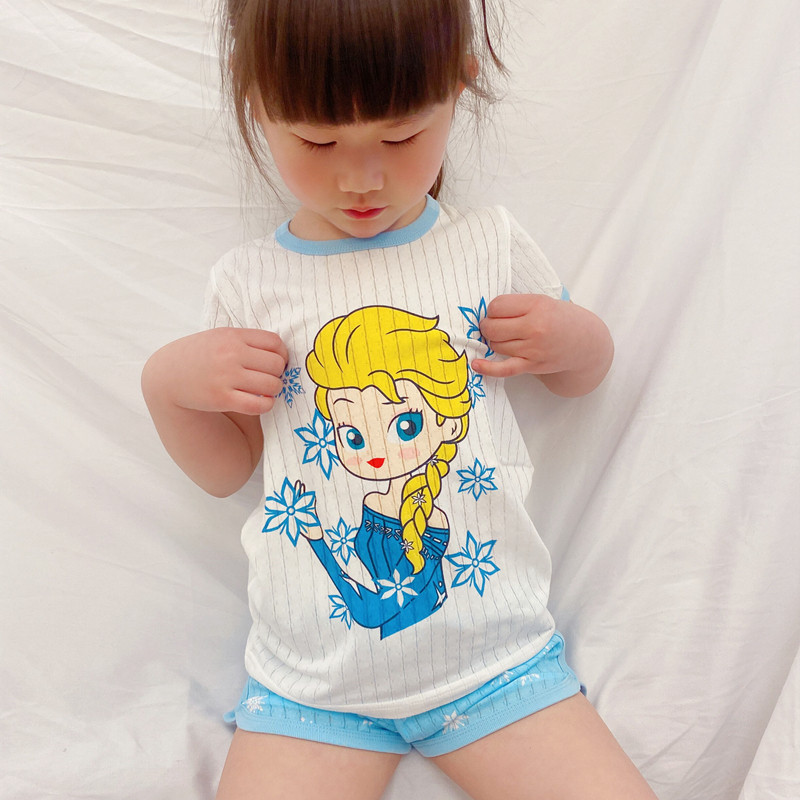 Day Series Children Summer Short Sleeve Shorts Suit Boy Clothing T-shirt Jacquard Half Sleeve Girl Mesh Baby Home Conserved