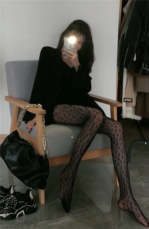 колготки / чулки дна ay to films 性感豹纹黑丝渔网袜搭西装显瘦镂空丝袜连裤袜 29534