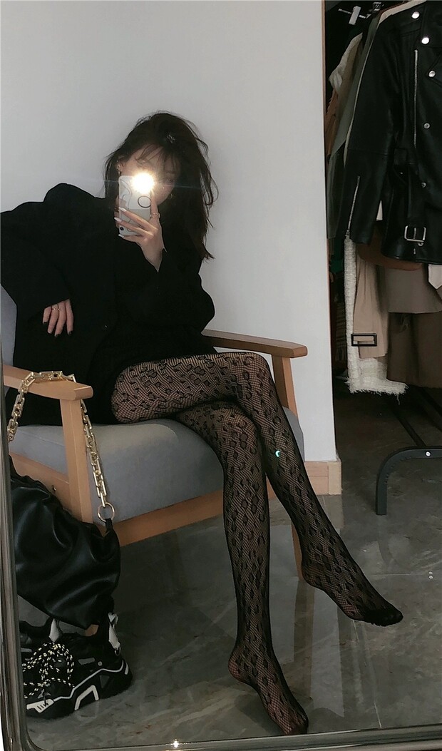 колготки / чулки дна ay to films 性感豹纹黑丝渔网袜搭西装显瘦镂空丝袜连裤袜 29534