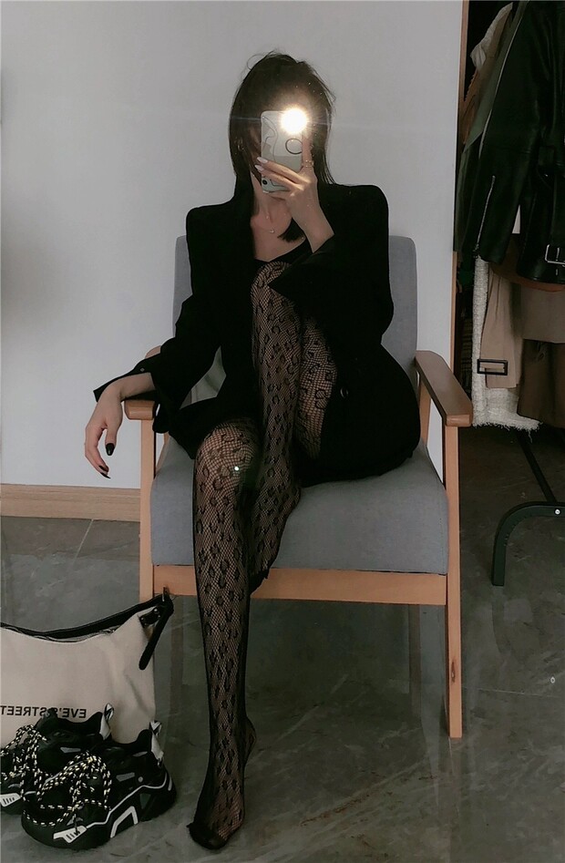 колготки / чулки дна ay to films 性感豹纹黑丝渔网袜搭西装显瘦镂空丝袜连裤袜 29534