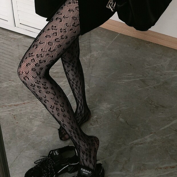 колготки / чулки дна ay to films 性感豹纹黑丝渔网袜搭西装显瘦镂空丝袜连裤袜 29534