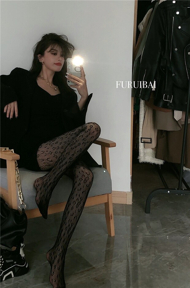 колготки / чулки дна ay to films 性感豹纹黑丝渔网袜搭西装显瘦镂空丝袜连裤袜 29534