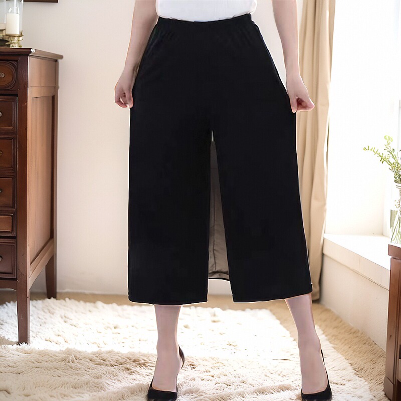 Mom's Wide-Leg Pants, Cropped Pants, Plus Size Women's Summer Thin Pants for Obese Women, Fat mm 150kg Extra Large Pants