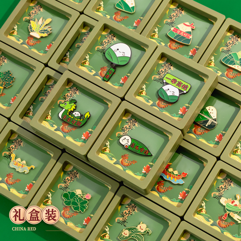 Gift Box Dragon Boat Festival Panda Cartoon Zongzi Brooch Creative Badge Metal Badge Accessory