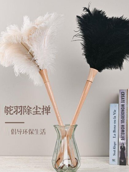 工厂自销鸵鸟毛掸子家用除尘不掉毛鸡毛掸子可伸缩扫灰静电神器