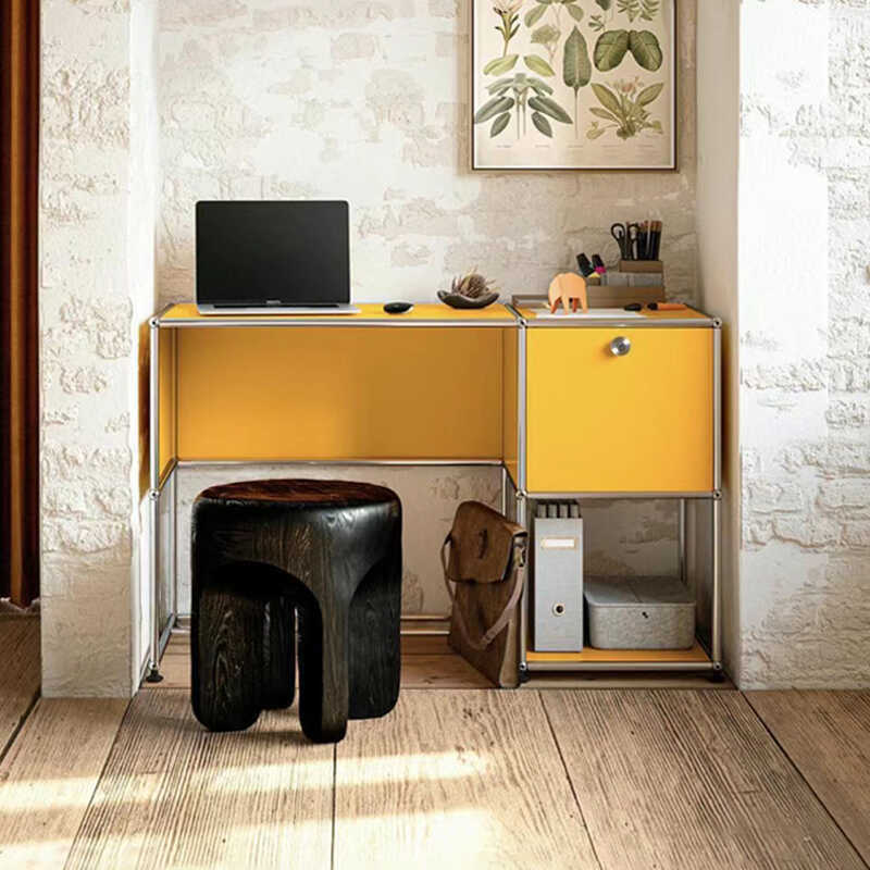 Euss Bauhaus Modular Combination Desk Stainless Steel Writing Desk Computer Desk Modern Minimalist Makeup Vanity Table