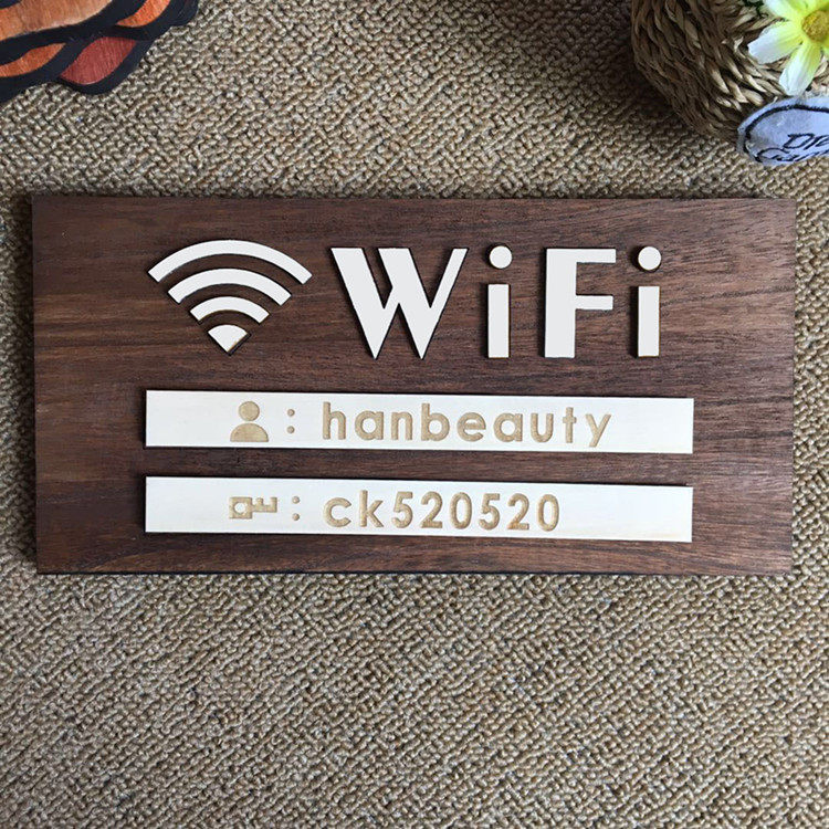 Wooden wireless Internet reminder card wifi logo sticker password creative hotel hotel dining room cute wall sticker listing