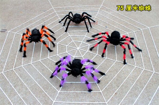 Lễ hội ma Halloween Ngày cá tháng tư Ngôi nhà ma ám Trang trí đạo cụ Tricky Toy Spider Web Simulation Spider - Sản phẩm Đảng / Magic / Hiệu suất đồ hóa trang cho nam