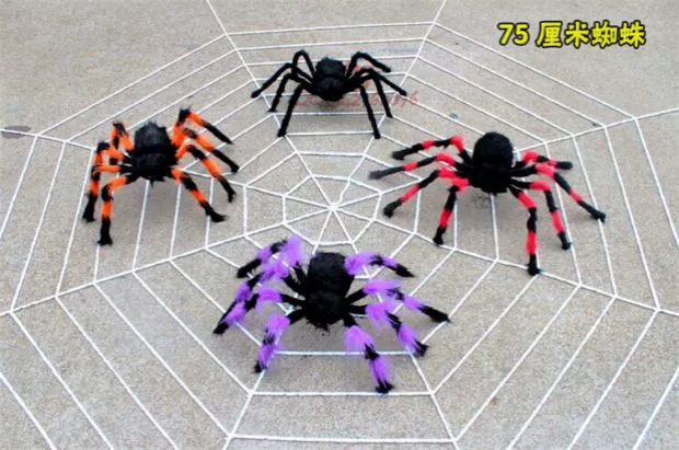 Lễ hội ma Halloween Ngày cá tháng tư Ngôi nhà ma ám Trang trí đạo cụ Tricky Toy Spider Web Simulation Spider - Sản phẩm Đảng / Magic / Hiệu suất