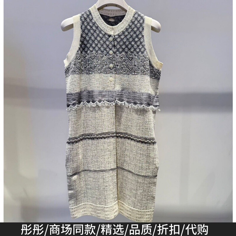 D Brand Mall Same Style 2026 Summer New Loose Casual Vacation Style Sleeveless Knit Dress for Women