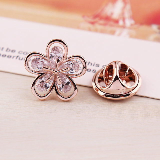 Xinguang Jewelry Crystal Flower Collar Button Men and Women's Small Brooch Horse Pin Version Korean High-end Micro-Inlaid Zircon Shirt Collar Pin